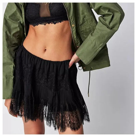  Black Lace Mini Skirt