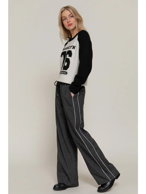  Check Woven Long Pants w/ Drawstring