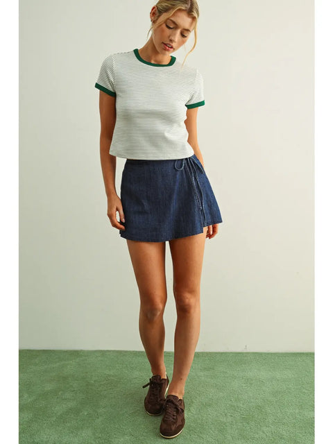 Green Striped Ringer Tee