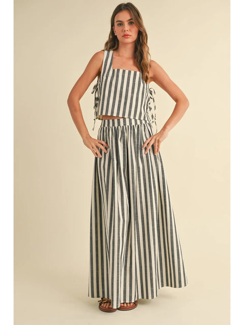  Striped Long Skirt
