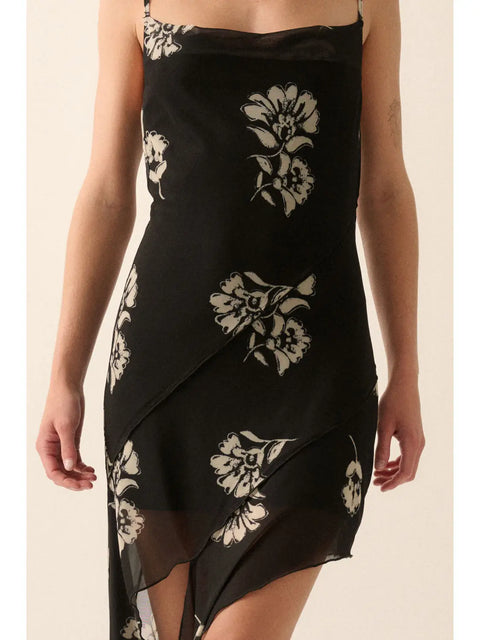  Floral Asymmetrical Hem Dress