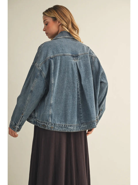  Oversized Washed Denim Jacket