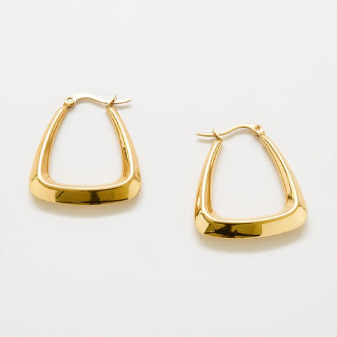Medium Gold Triangle Hoop Earrings