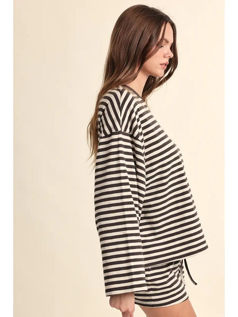 Stripe Print Oversized Top