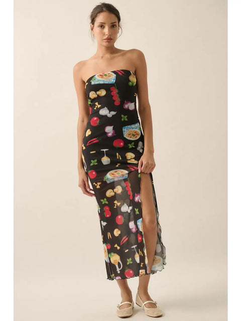  Italian Food Printed Dress