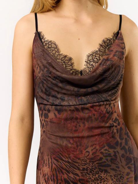  Lace Animal Print Dress
