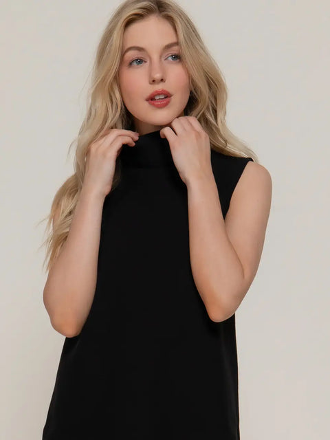  Sleeveless Soft Turtleneck Top