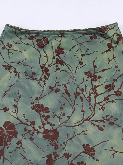  90s Autumn Green Skirt