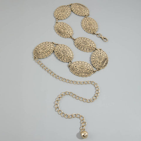  Starburst Medallion Scalloped Concho Chain Belt