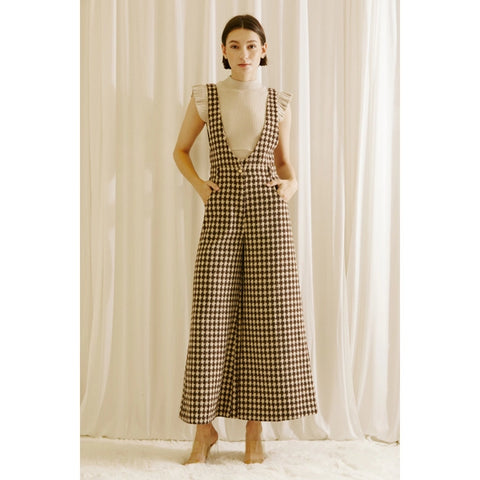 Houndstooth Tweed Jumpsuit Modern Legend LLC