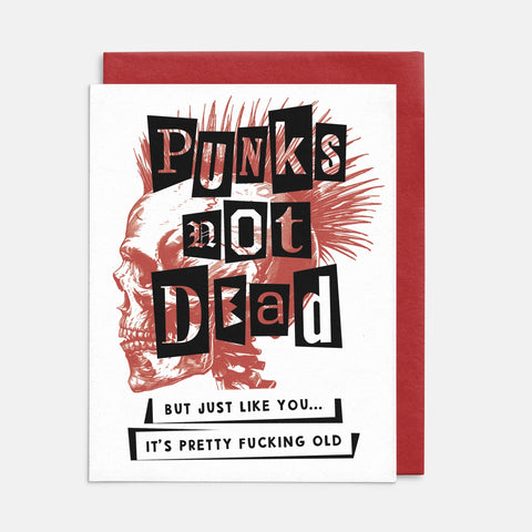 Punks Not Dead Birthday Card, Punk Rock Greeting Card