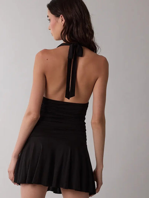 Halter Tie Open Back Dress