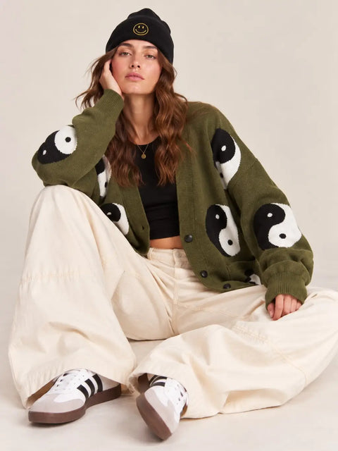 Oversized Yin Yang Cardigan