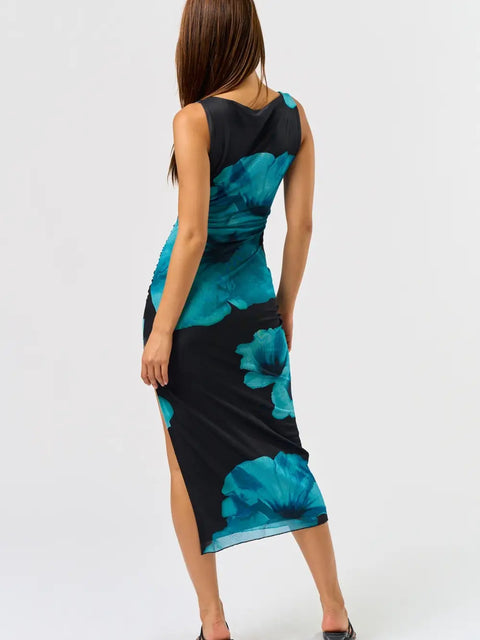  Bright Blue Floral Maxi Dress