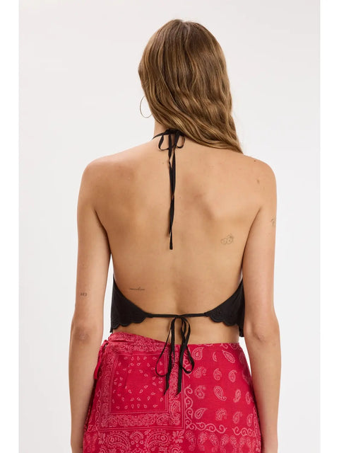  Black Detail Scalloped Backless Top