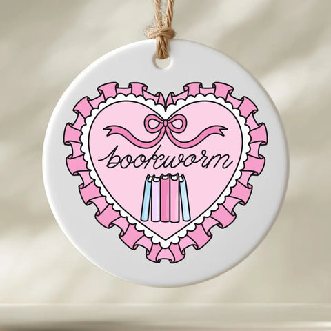 Bookworm Ruffle Heart Ornament