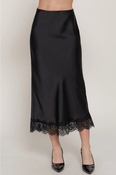  Tonal Lace Trim Skirt