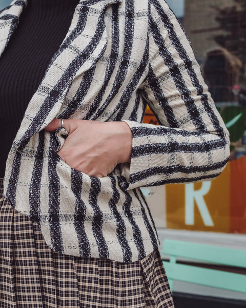  Open Striped Blazer