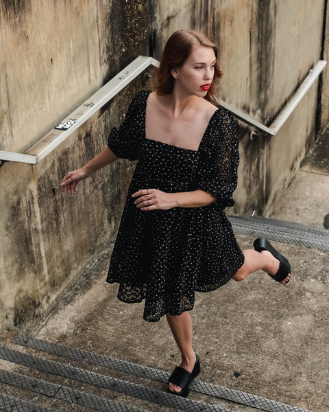 Black Puff Sleeved Babydoll Dress Modern Legend LLC