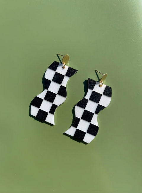 Checkered Wavy Earrings