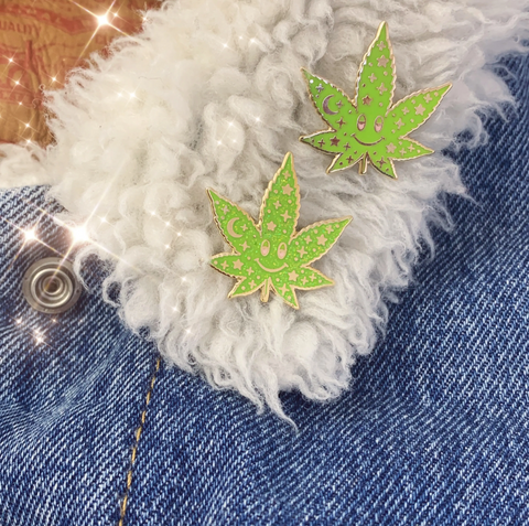 Glitter Pot Leaf Pin