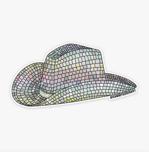  Glitter Disco Cowboy Hat Sticker